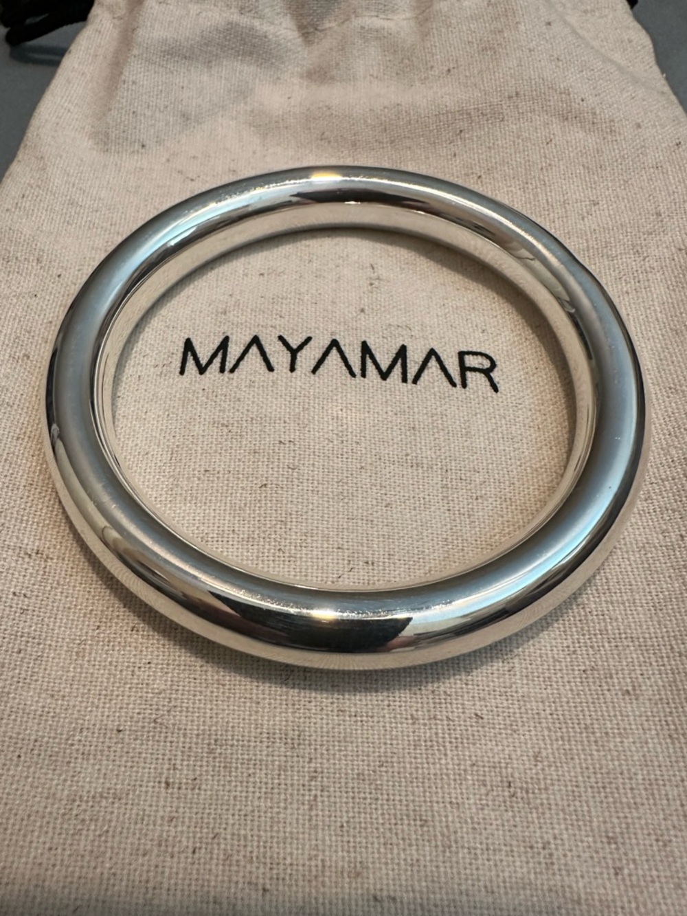 Mayamar NWT Tubular Bangle Bracelet Polished Silver Thick Chunky Minimalist